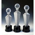 12" Golf Optical Crystal Award w/ Round Base